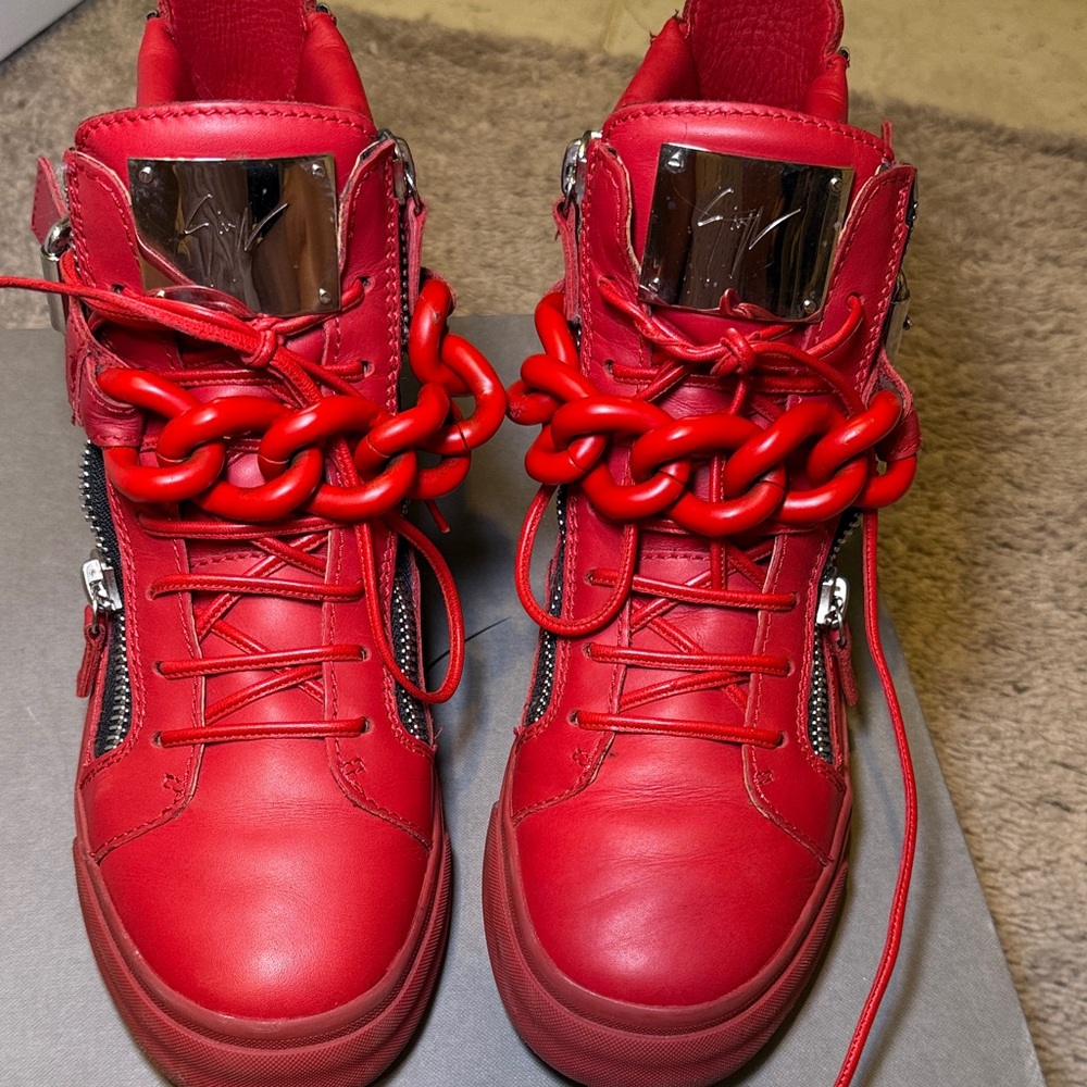 Giuseppe Zanotti Red Chain High-Top Sneakers